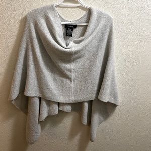 Gray Sweater Wide Neck Poncho